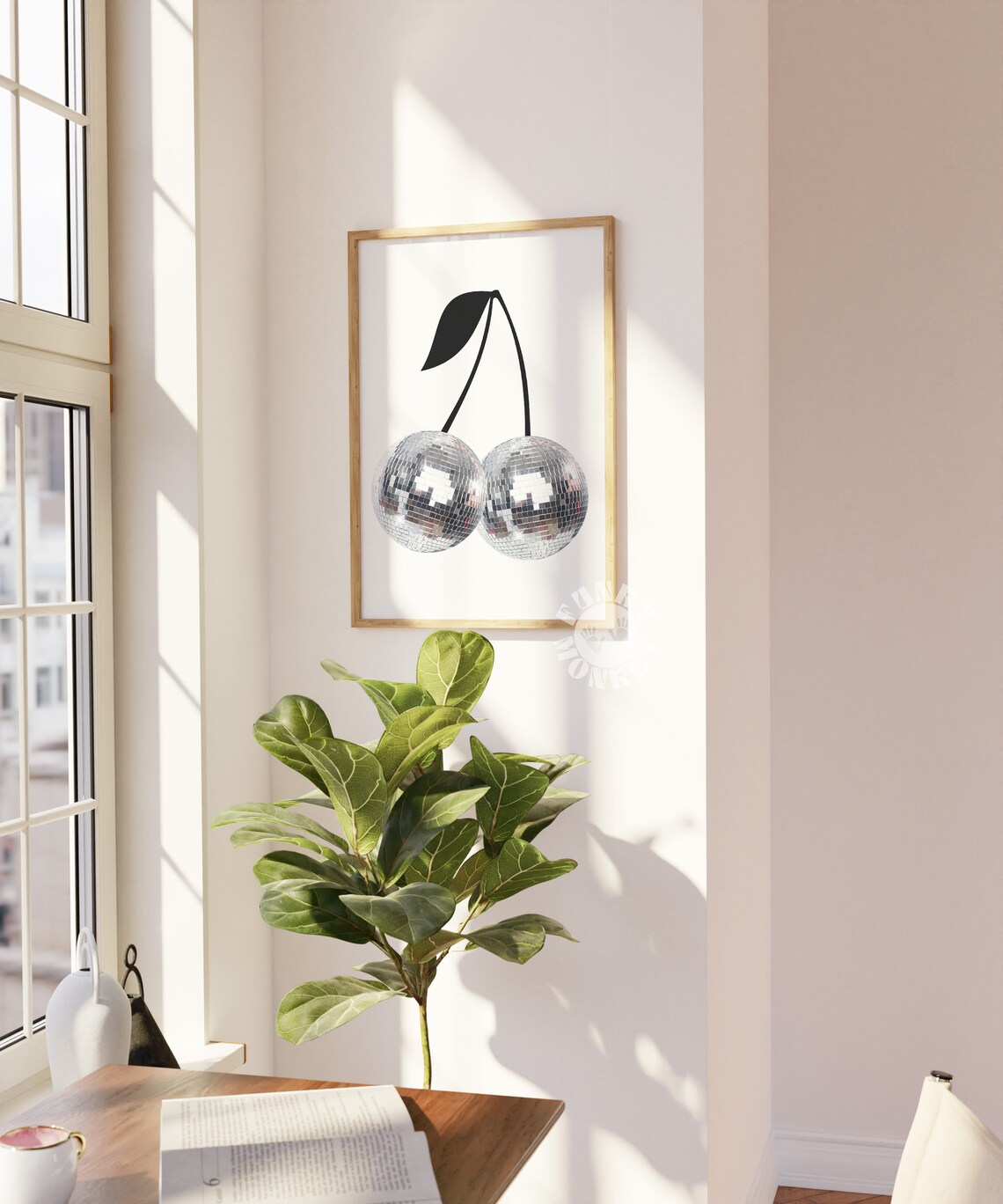 Disco Ball and Cherry Preppy Bar Cart Art Print