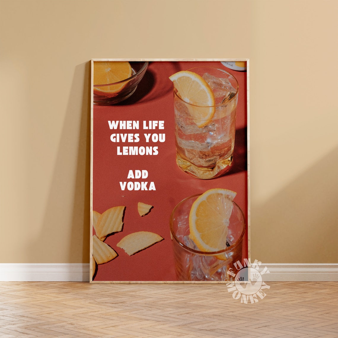 When Life Gives You Lemons Add Vodka Retro Cocktail Wall Art Decor