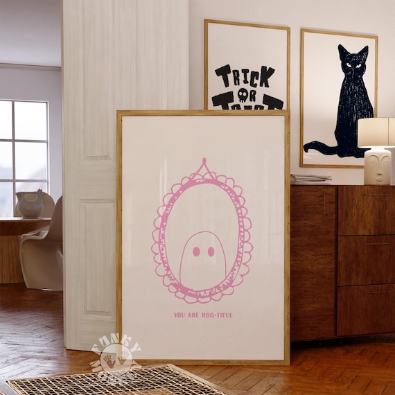 You Are Boo-tiful Pink Ghost Mirror Coquette Halloween Poster