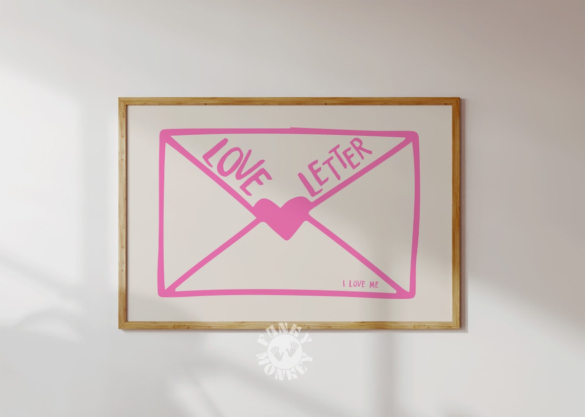 Love Letter Pink Envelope Heart I Love Me Coquette Self Love Poster - Image 2