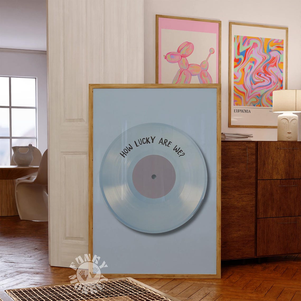 How Lucky Are We Sky Blue Translucent Vinyl Record Music Poster - Image 3