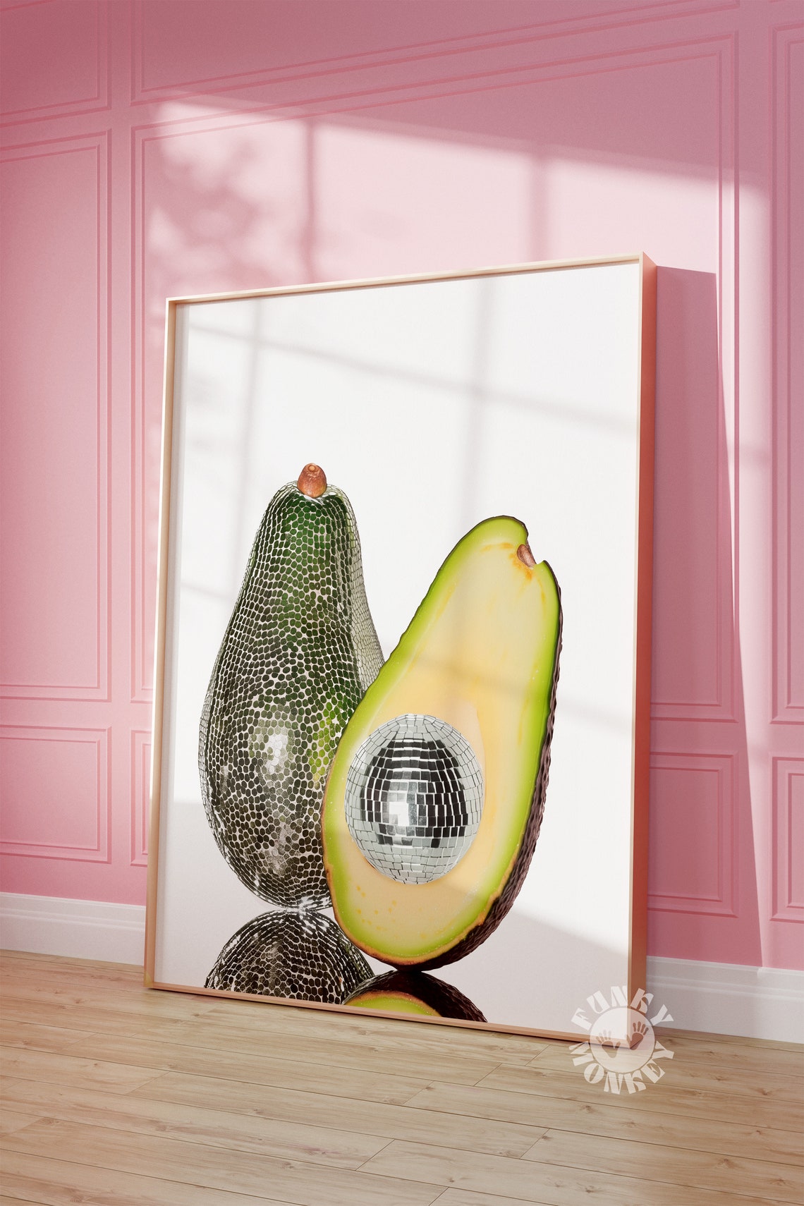 Disco Ball Avocado Funky Retro Kitchen Fruit Art Wall Decor Print