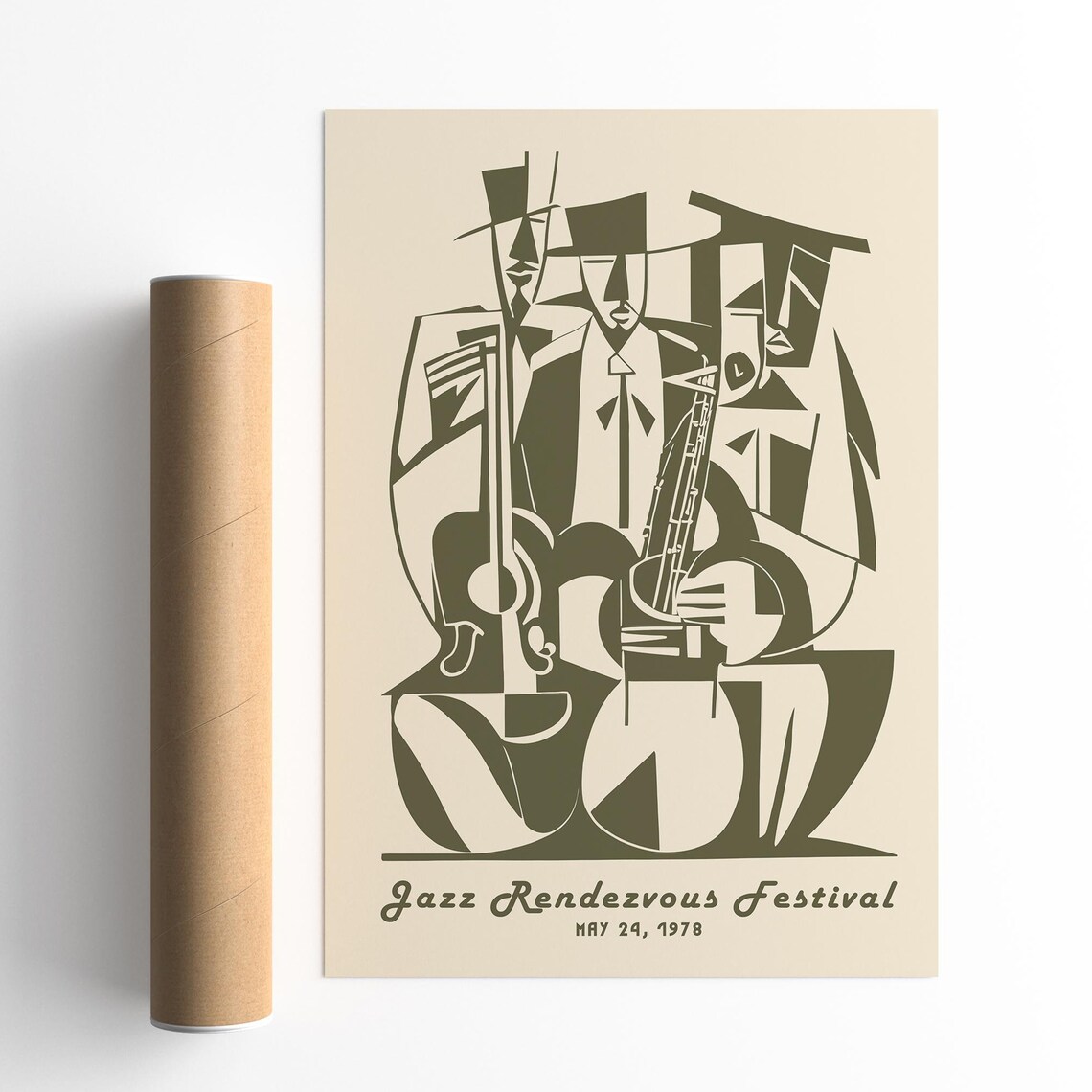 1978 Jazz Rendezvous Festival Cubist Musicians Vintage Poster