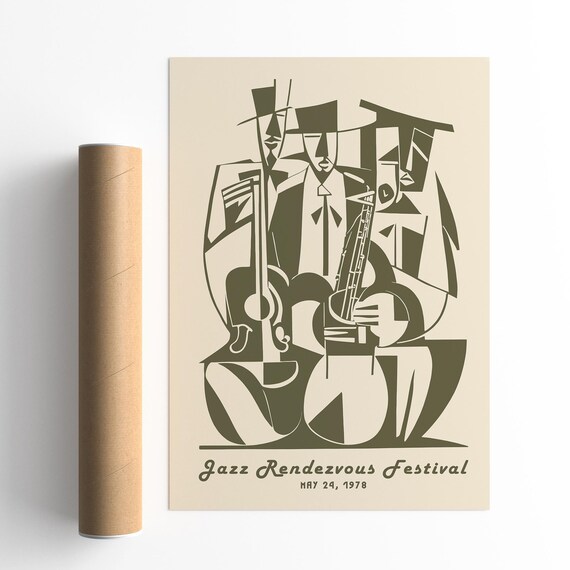 1978 Jazz Rendezvous Festival Cubist Musicians Vintage Poster