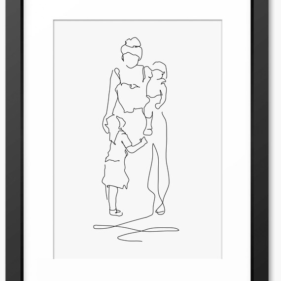 Line Art Print Family Line Art Family Illustration Family Drawing Mothers Day Gift Gift For Mom Gift For Mum Wall Art Line Drawing