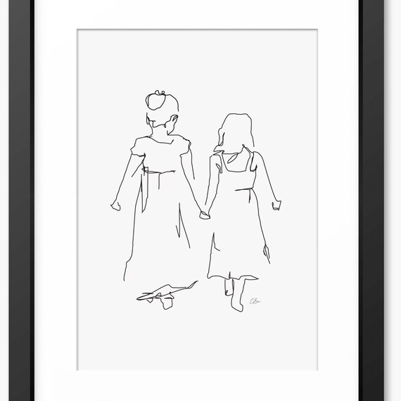 Big Sister Print Sibling Print Sisters Wall Art Family Print Line Art Line Drawing Gift For Sister Little Sister Gift Sister Print