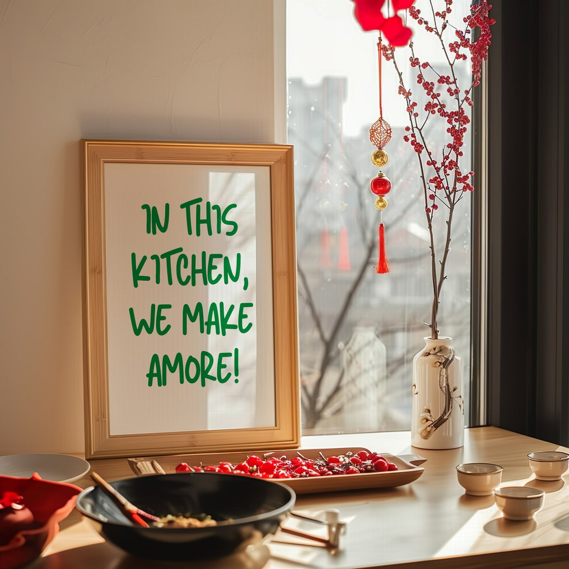 In This Kitchen We Make Amore Italian Quote Kitchen Wall Poster - Image 2