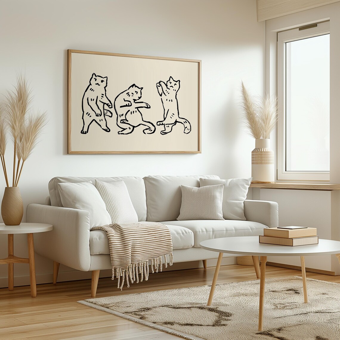 Dancing Cats, Playful Minimalist Art Print - Image 2