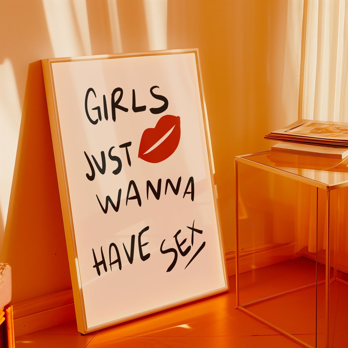 Girls Just Wanna Have Sex Quote Print Bold Feminist Wall Art Bedroom Decor Empowering Female Typography Poster Modern Bedroom Print - Image 2