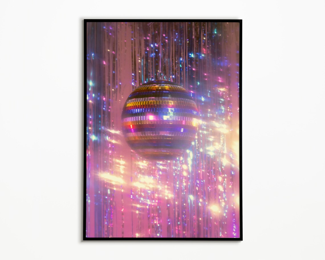 Disco Ball Print, Preppy Trendy Girly Decor