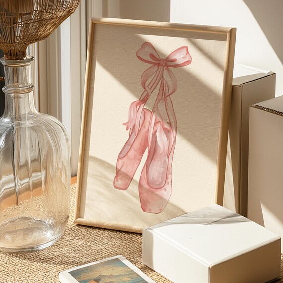 Ribbon With Ballet Shoes Watercolor Art Print