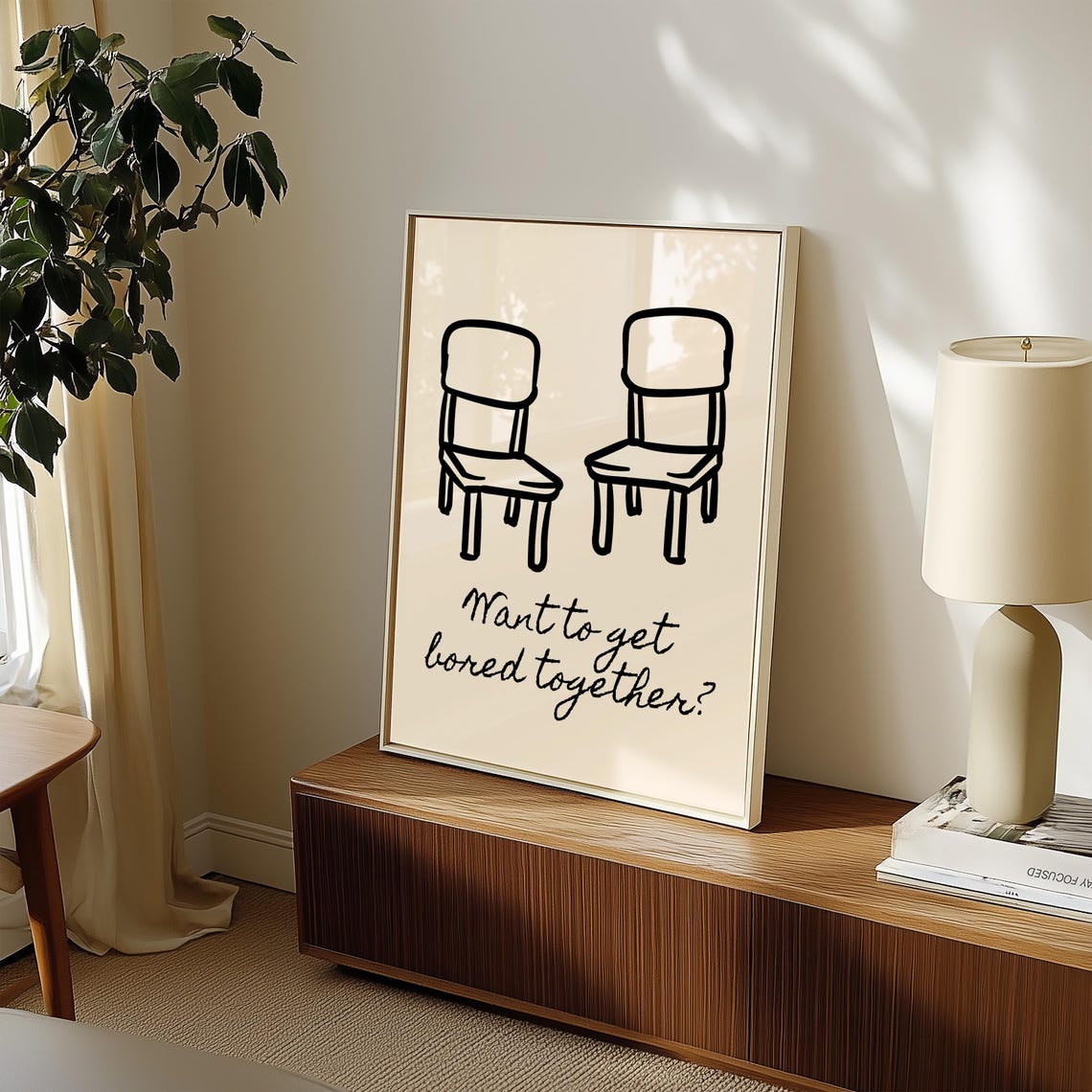 Want To Get Bored Together Funny Minimalist Wall Art Modern Quirky Home Decor Unique Relationship Quote Print Playful Art Poster - Image 2