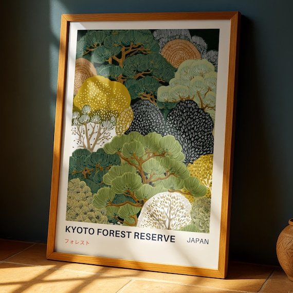 Kyoto Forest Reserve Vintage Art Print, Japanese Landscape