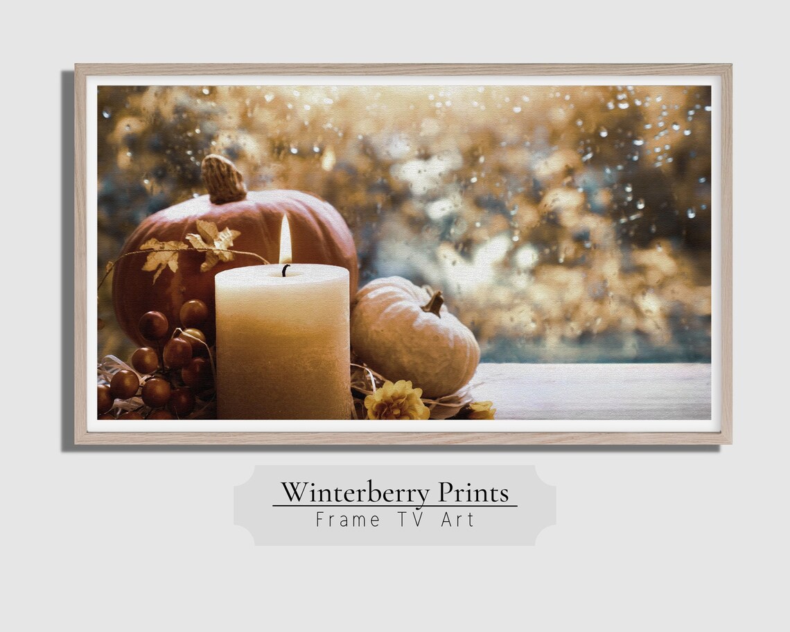 Fall TV Art Frame, Textured Autumn Pumpkin Decor - Image 4