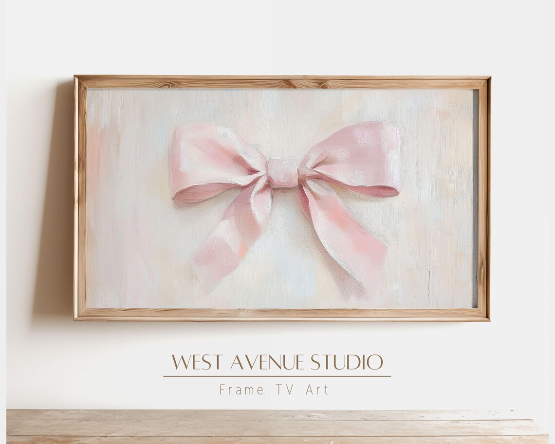 Pink Bow Valentines Day Art Print, Coquette Decor