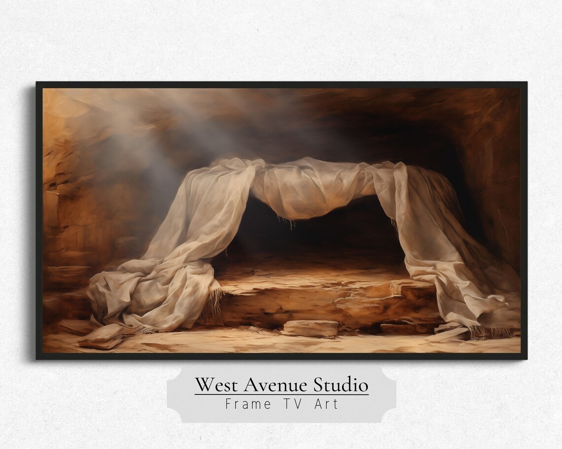 He Is Risen Christian Cross Religious Art Print - Image 2