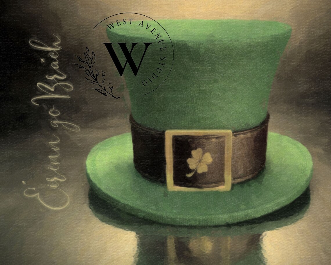 St. Patrick's Day Leprechaun Hat Textured Art Print - Image 3