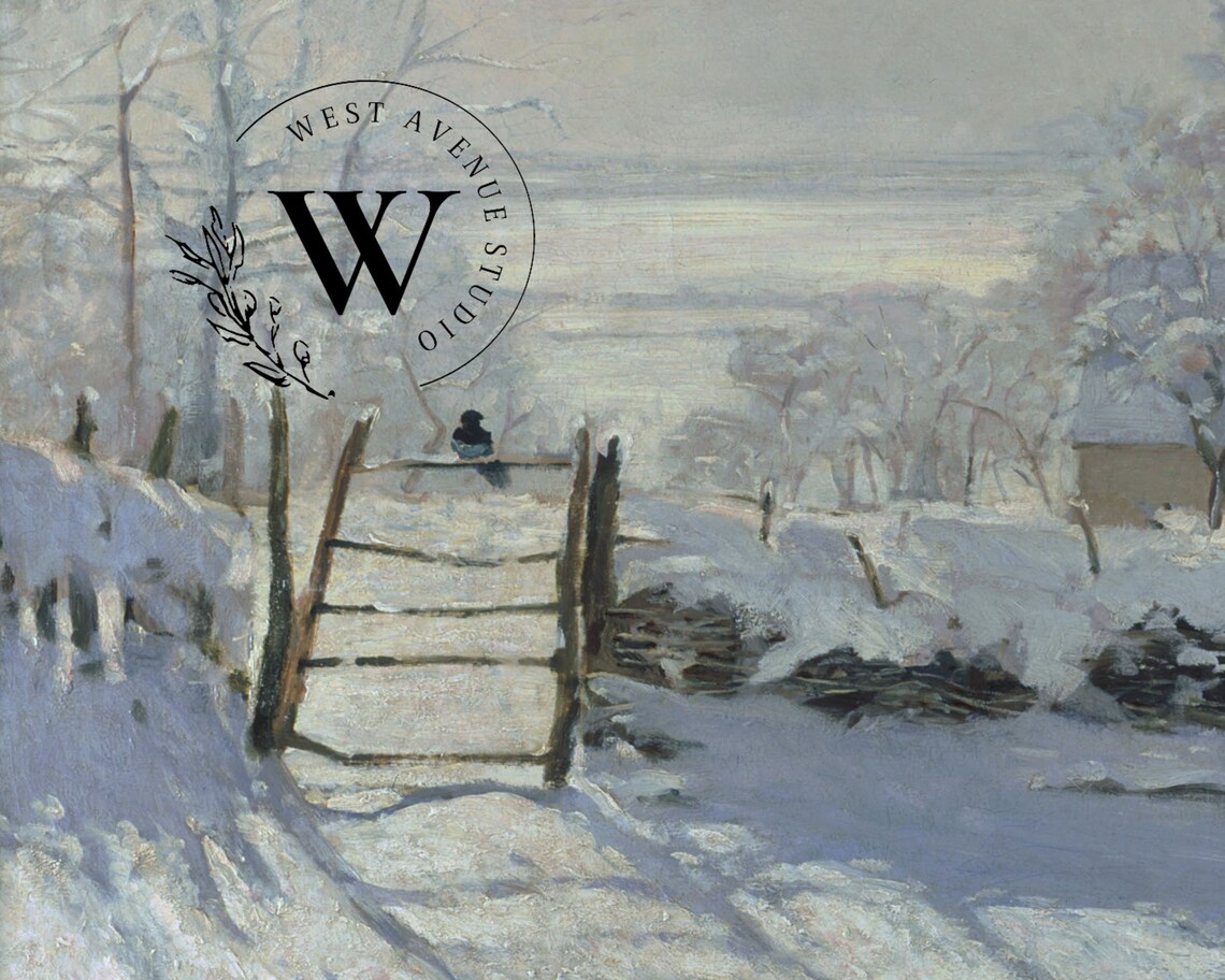 Claude Monet The Magpie Snowy Winter Landscape Bird Oil Painting Poster - Image 3