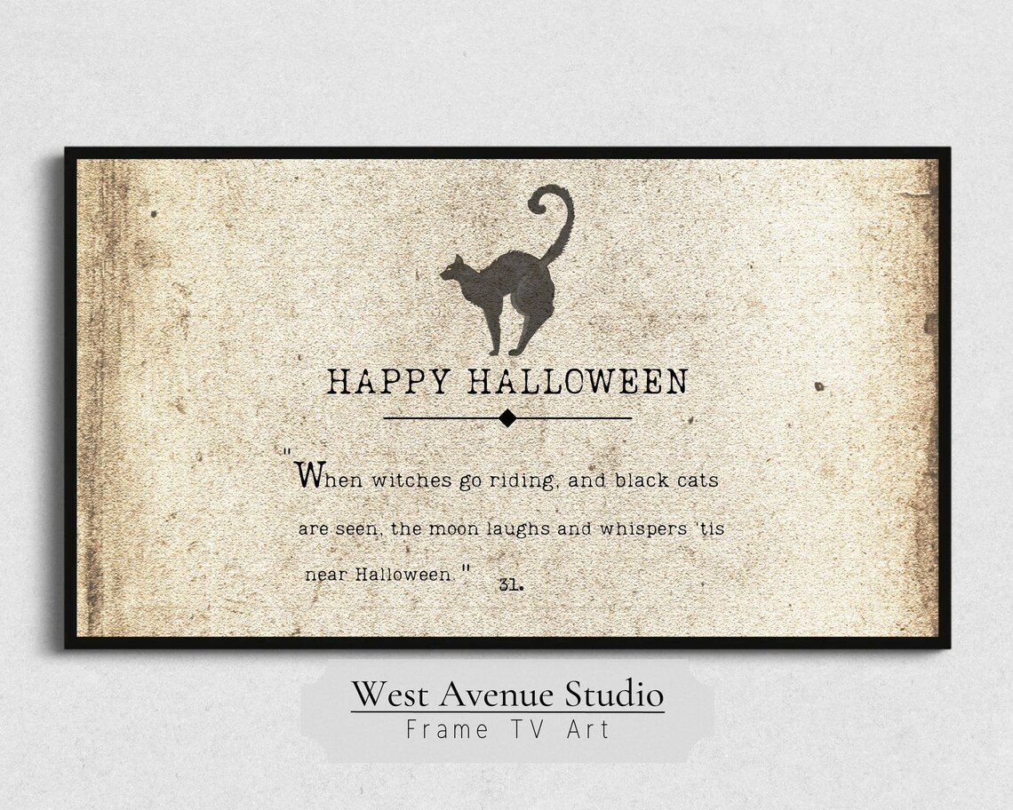 Happy Halloween Black Cat Witches Quote Vintage Farmhouse Sign Poster - Image 5