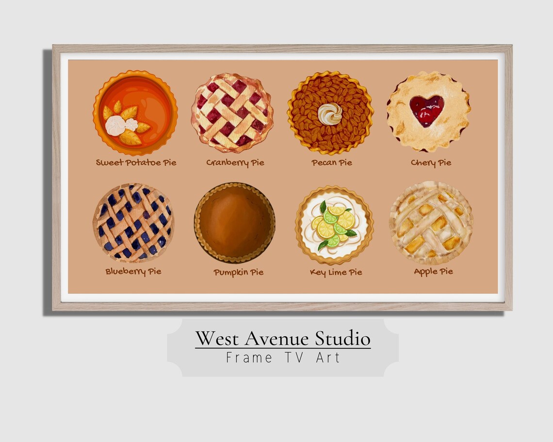 Eight Thanksgiving Pies Sweet Potato Pecan Key Lime Cute Dessert Poster - Image 3