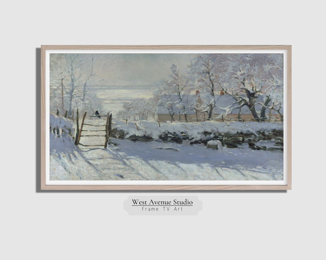 Claude Monet The Magpie Snowy Winter Landscape Bird Oil Painting Poster - Image 4
