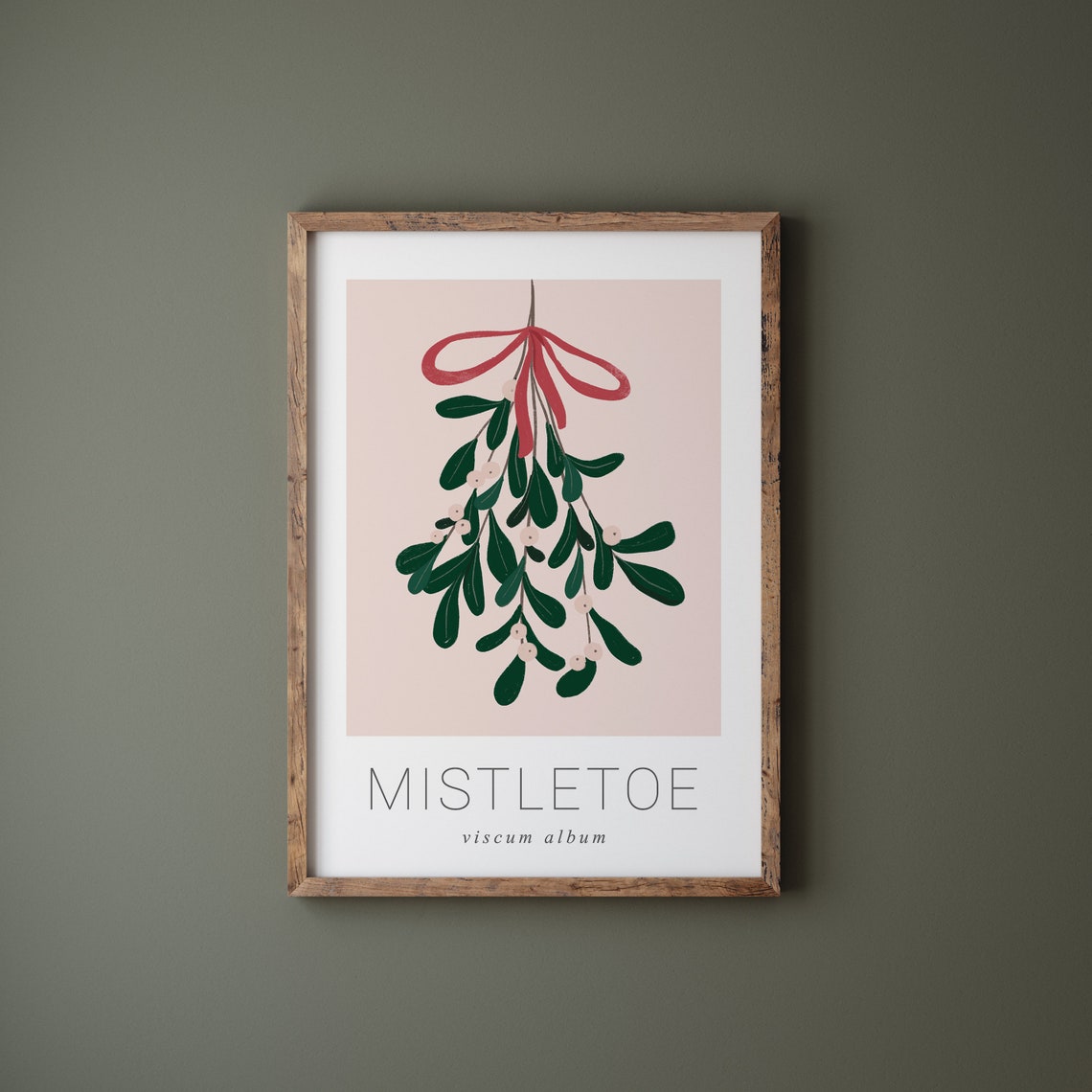 Pink Mistletoe Viscum Album Botanical Christmas Holiday Poster - Image 2