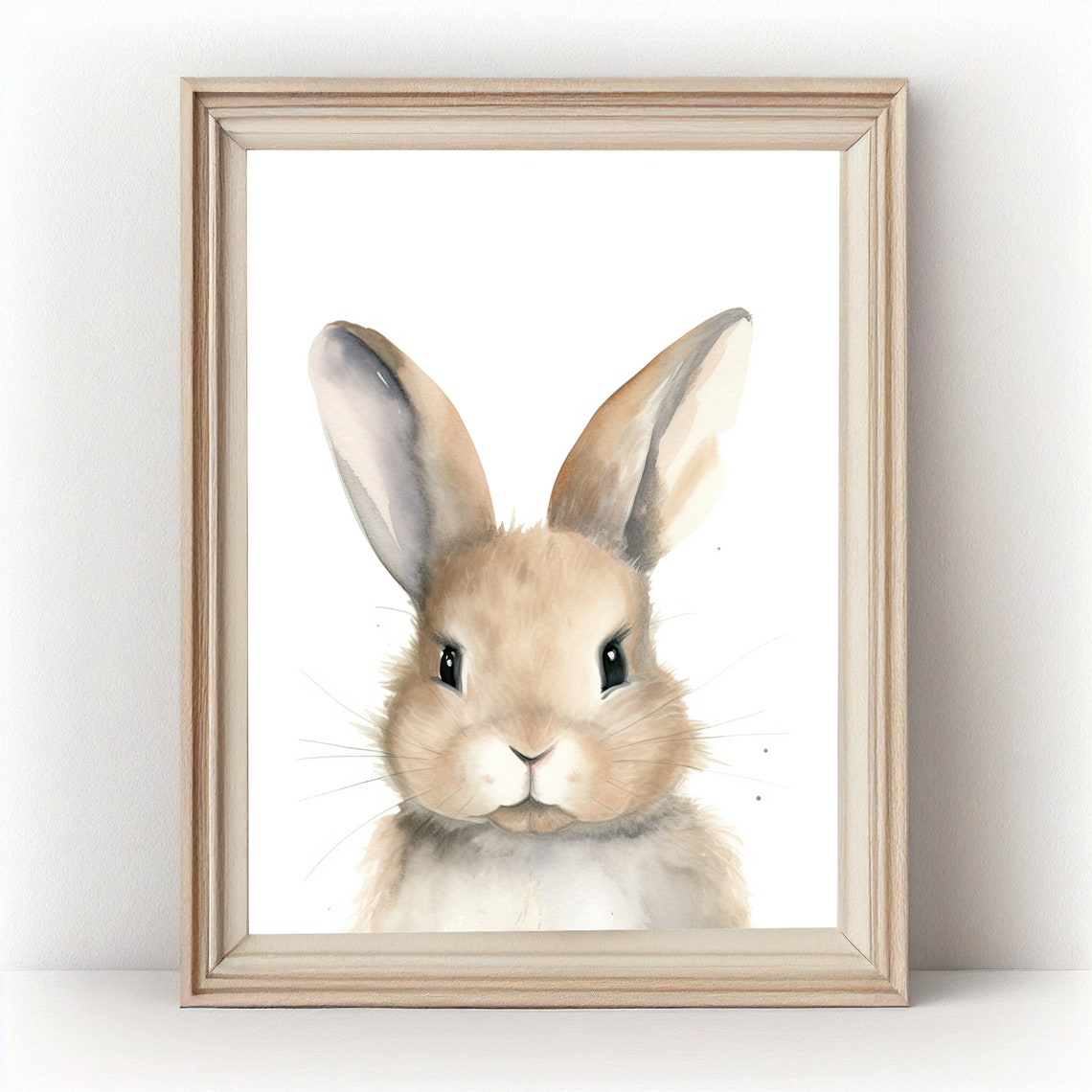 Bunny Rabbit Easter Watercolor Painting File Cute Nursery Wall Decor Art Baby Animal Print File