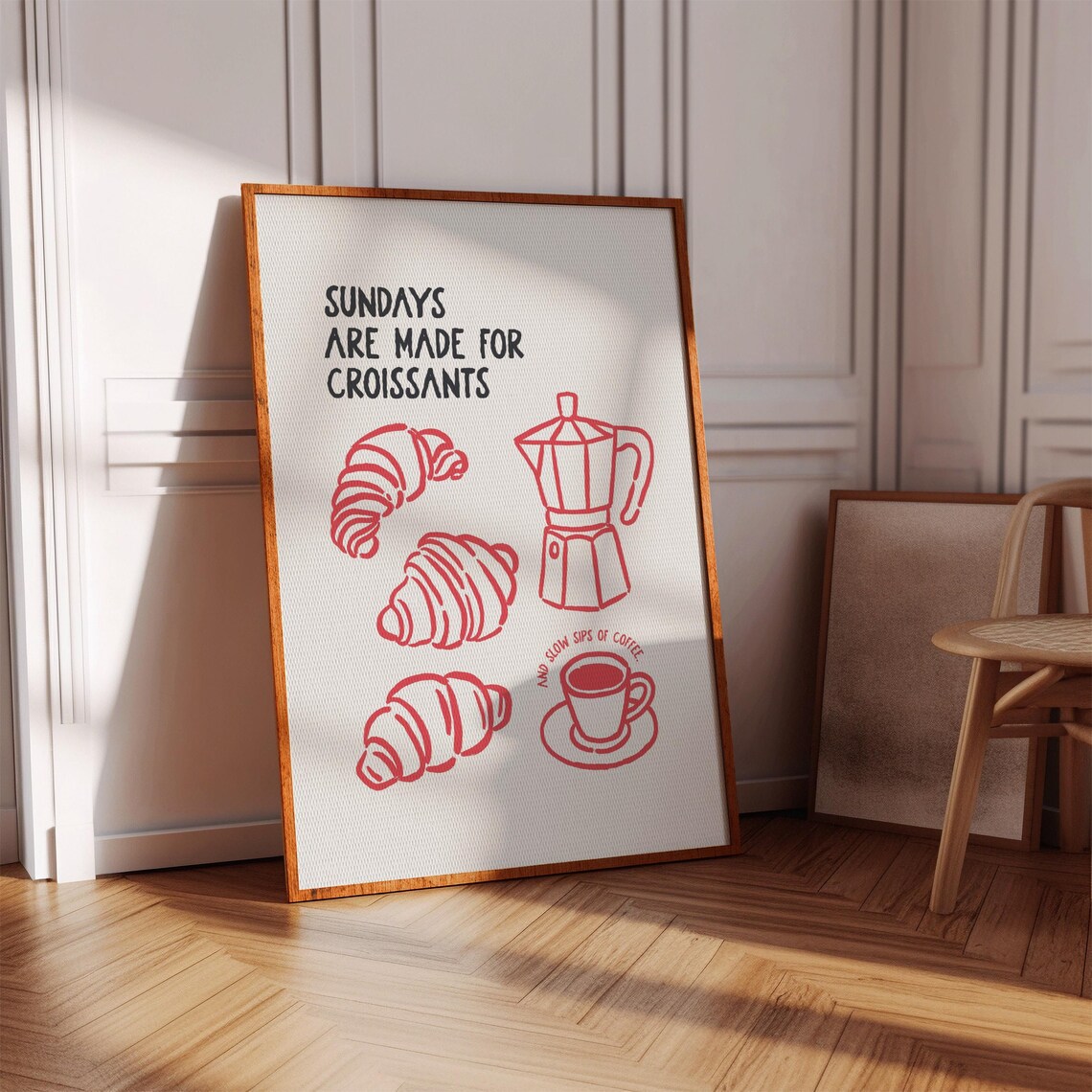 Croissant Poster, Trendy Kitchen Wall Art