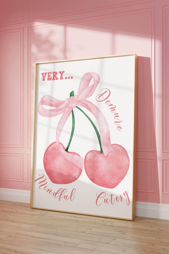 Pink Cherry Quote Poster Girly Room Decor Instant Print