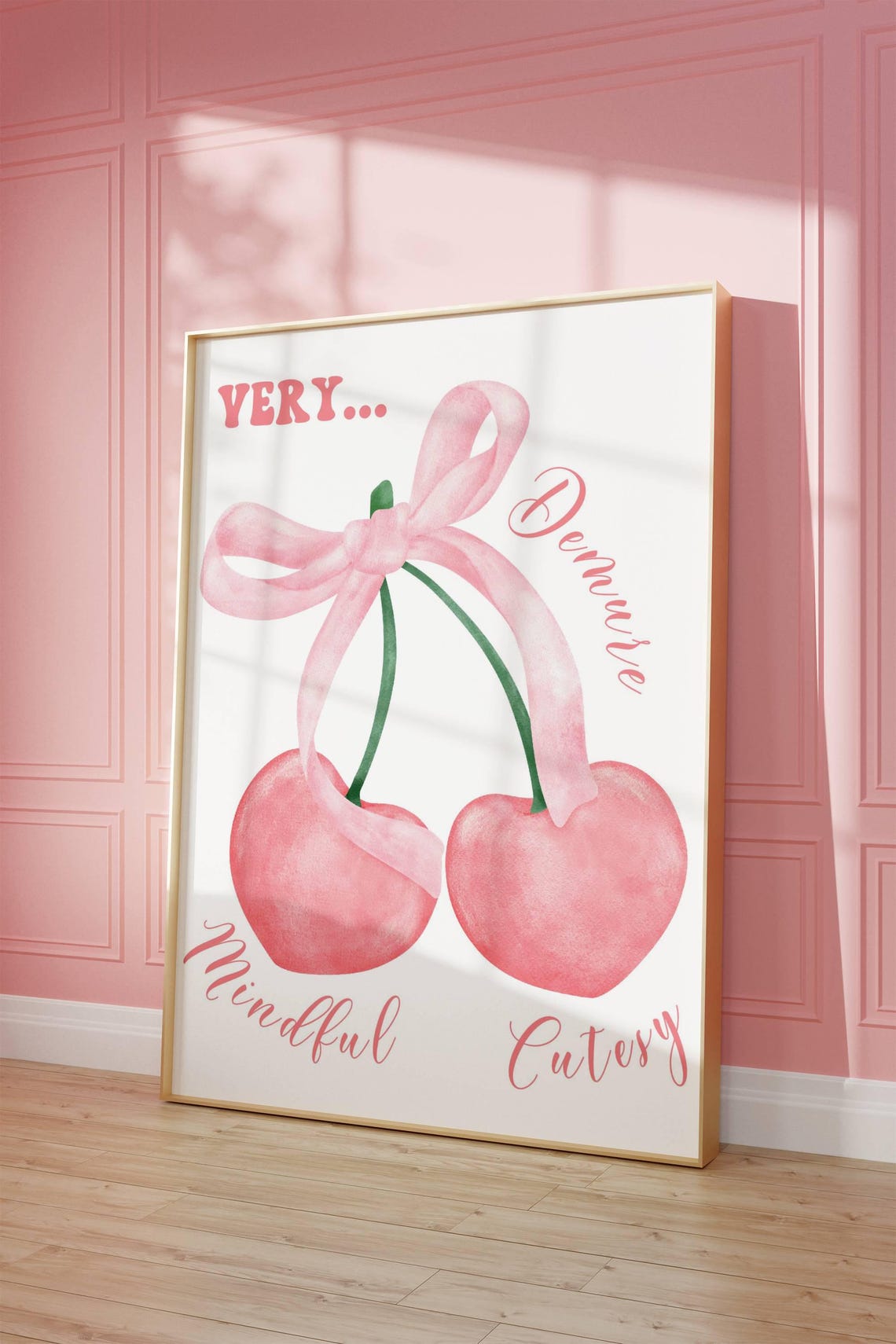 Pink Cherry Quote Poster Girly Room Decor Instant Print