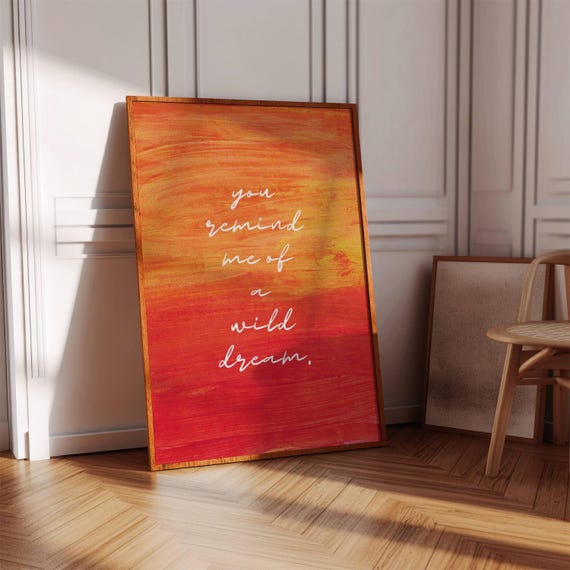 Wild Dream Quote Print Trendy Orange Wall Art Digital Download