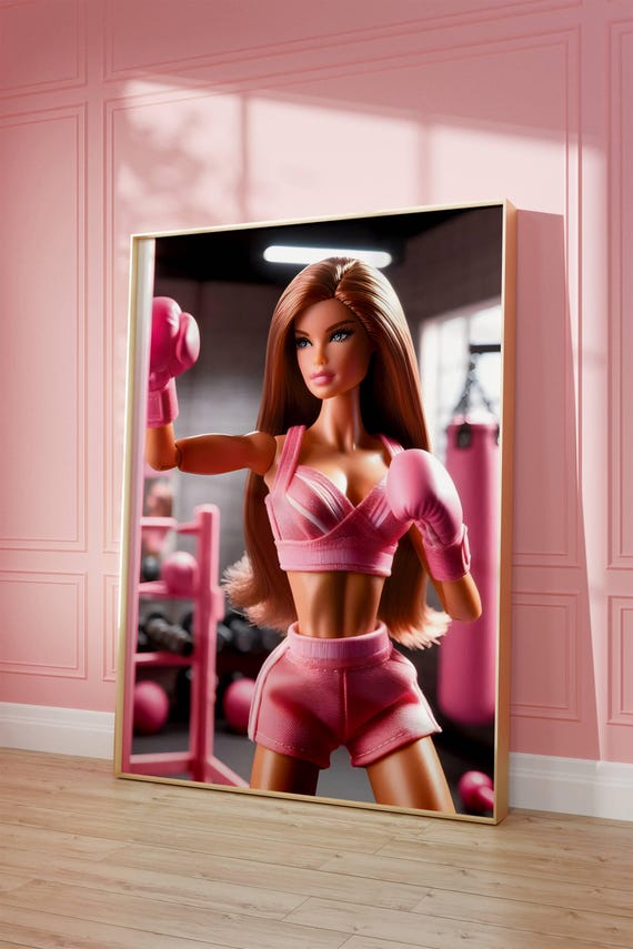 Pink Boxing Poster Girl Boxer Sports Art Digital Download