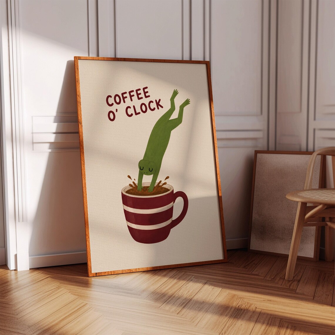 Coffee Wall Art With Funny Frog Quote Poster