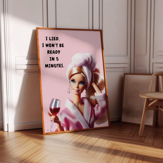 Retro Blonde Doll Print Girly Bathroom Wall Art Funny Feminine Poster Digital Download