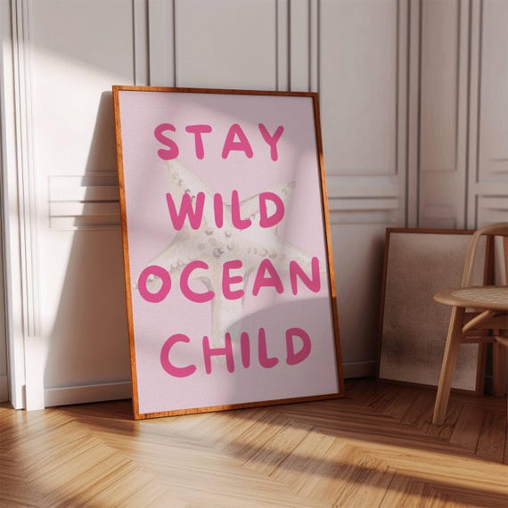 Summer Beach Quote Poster Pink Girly Wall Art Digital Download