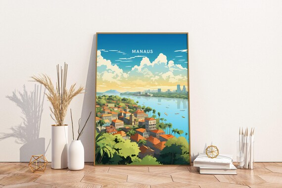 Manaus Brazil Travel Print Poster Wall Art Vintage Decor