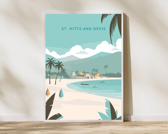 St Kitts And Nevis Caribbean Travel Print Poster Wall Art Po