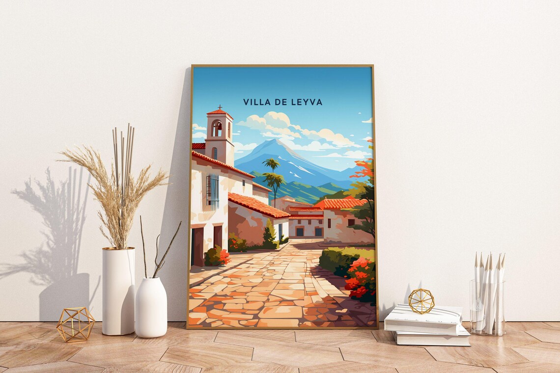 Villa De Leyva Colombia Travel Poster Print Wall Art Vintage T