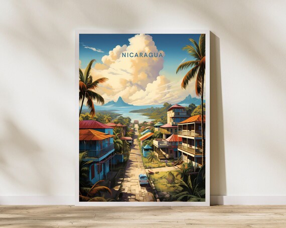 Nicaragua Travel Print Poster Wall Art Vintage Decor
