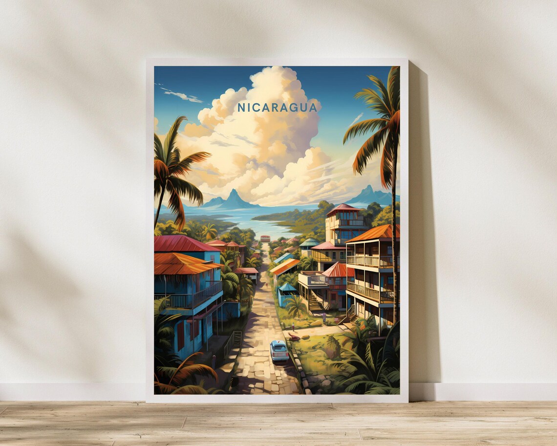 Nicaragua Travel Print Poster Wall Art Vintage Decor