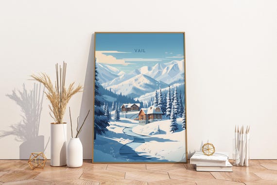 Vail Colorado Ski Travel Print Poster Wall Art Vintage Deco