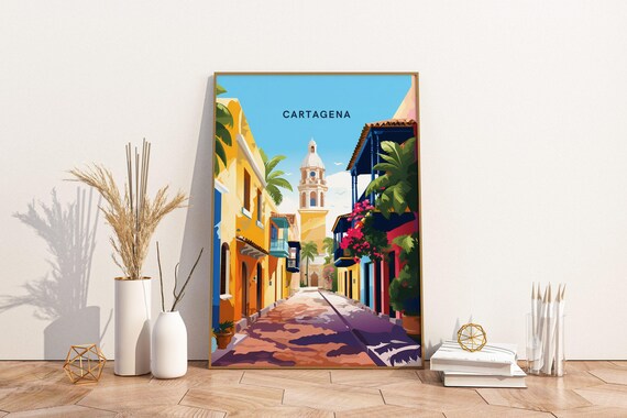 Picturesque Streets Of Cartagena Colombia Travel Print Poster P