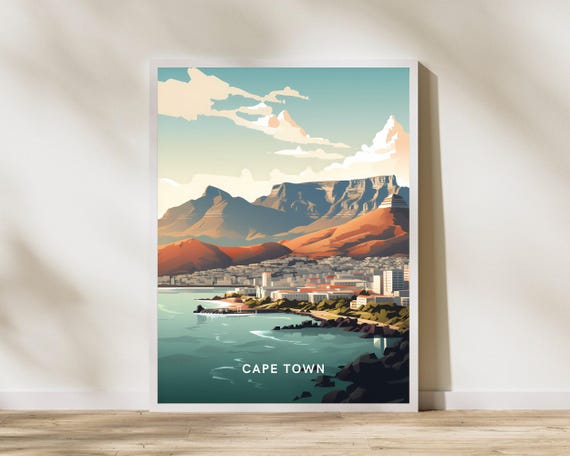 Cape Town South Africa Travel Print Poster Wall Art Vintage T