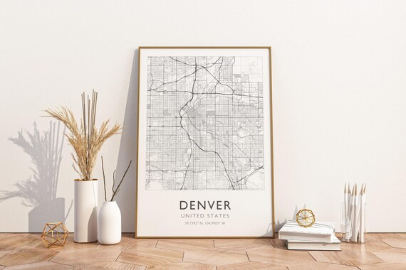 Denver Colorado United States Minimalist City Street Map Coordinates Art Print