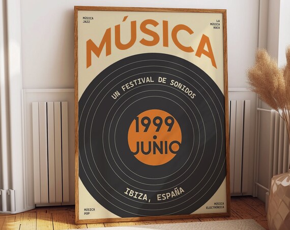 Musica Ibiza 1999 Vinyl Record Festival Vintage Concert Poster
