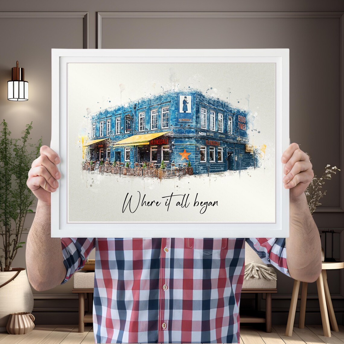 Custom Watercolor Pub Venue Portrait Where It All Began Poster