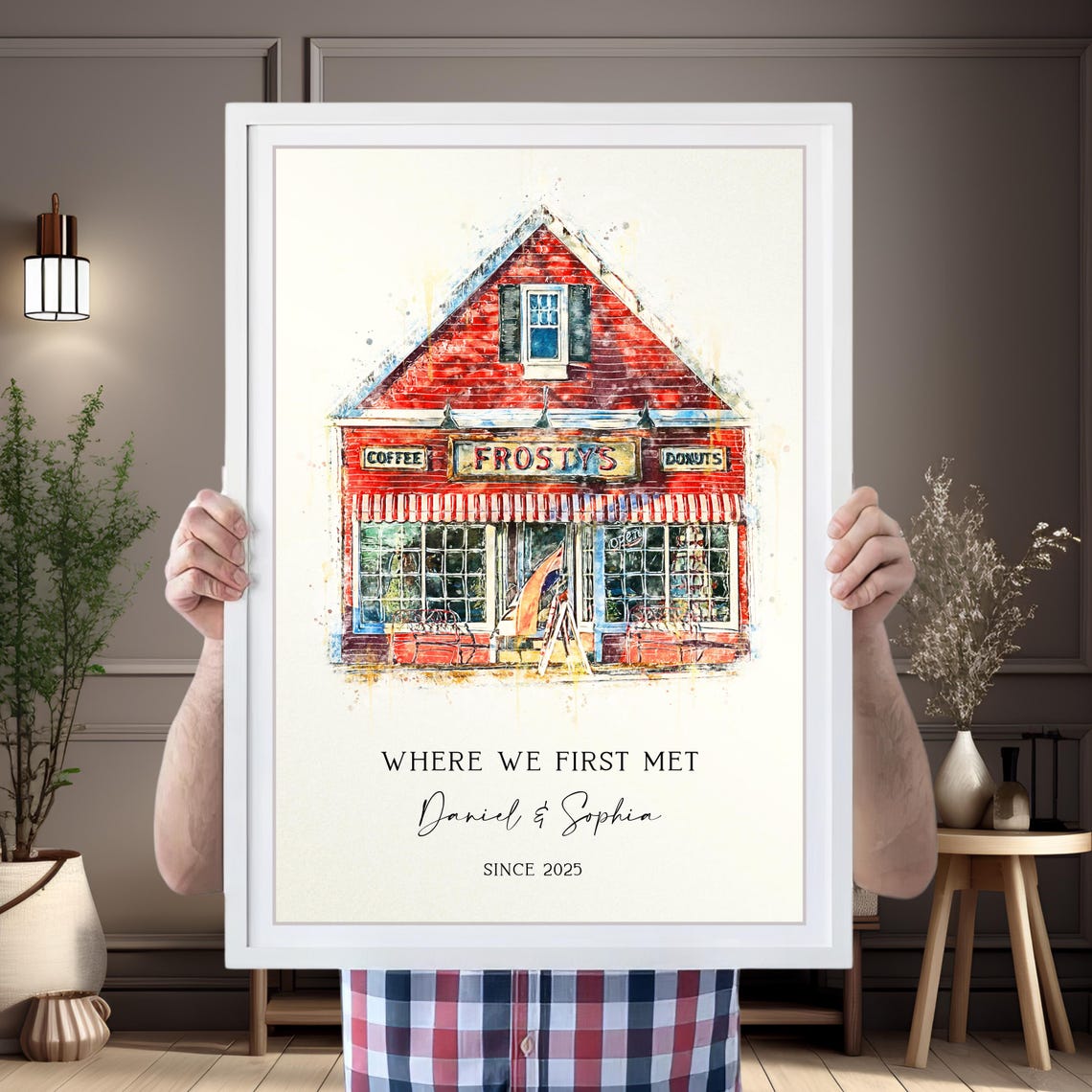 Custom Watercolor Frosty's Shop Where We First Met Gift Poster