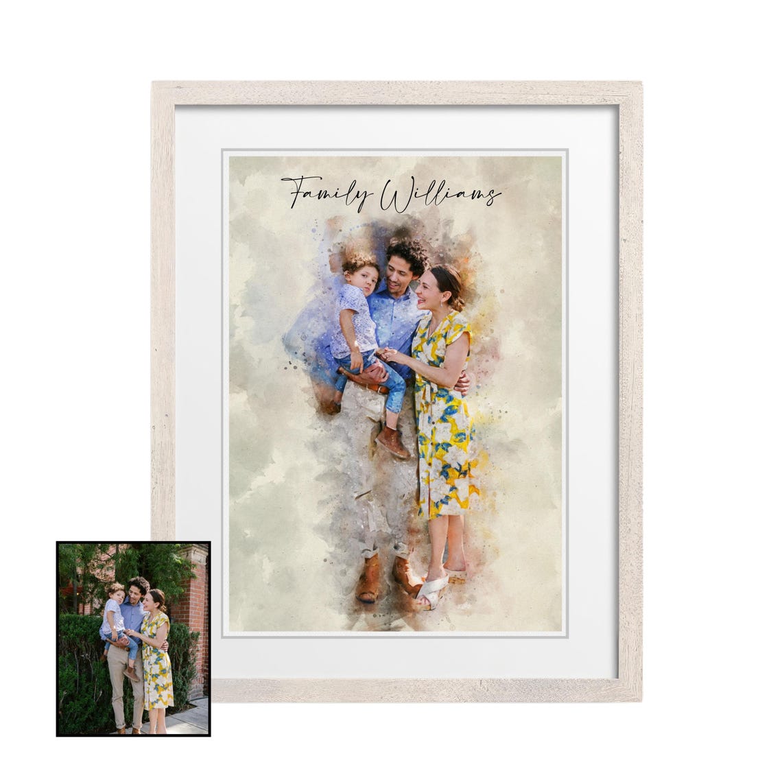Watercolor Couple Portrait Painting From Photo Watercolor Painting Couple Print Framed Wedding Anniversary Gift Photo Painting - Image 3