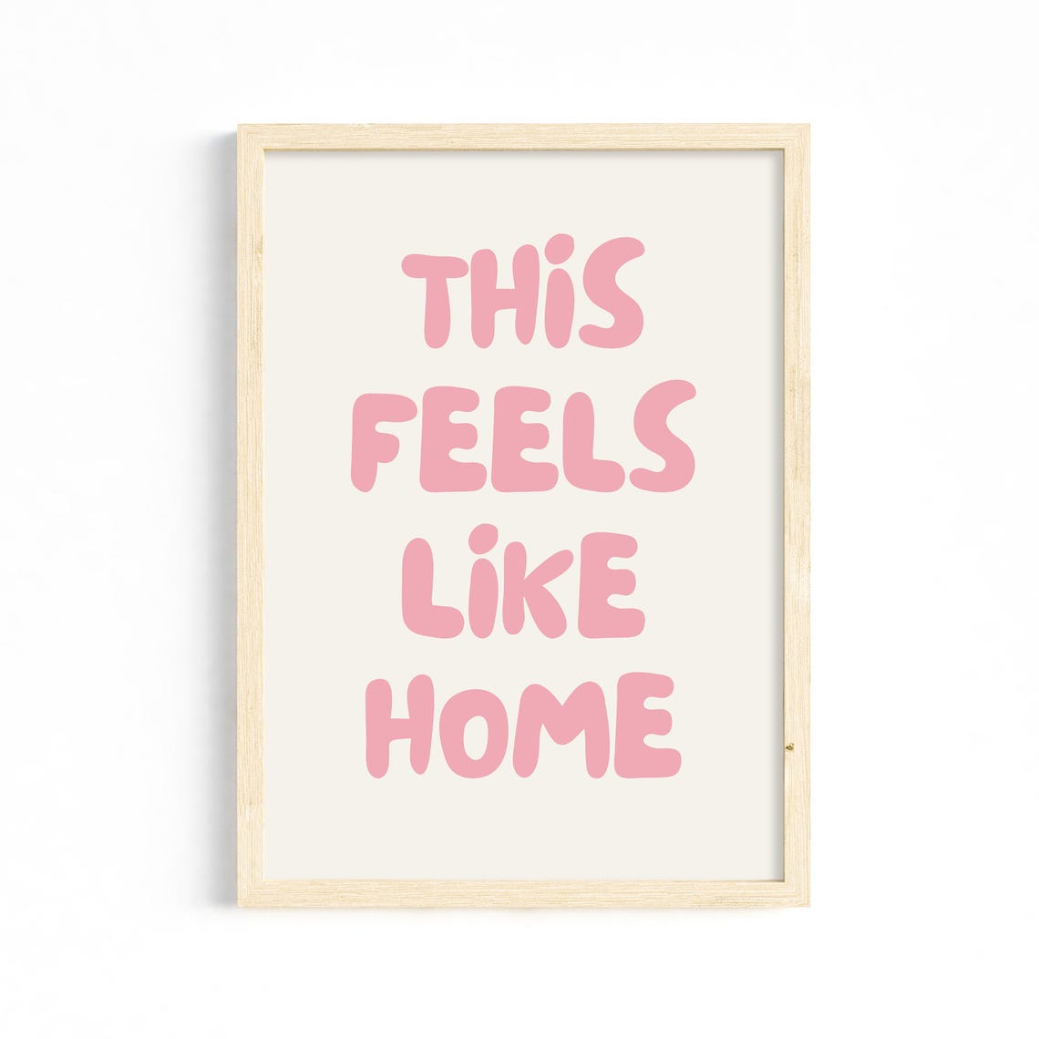This Feels Like Home Pink Bubble Letters Cute Retro Wall Art
