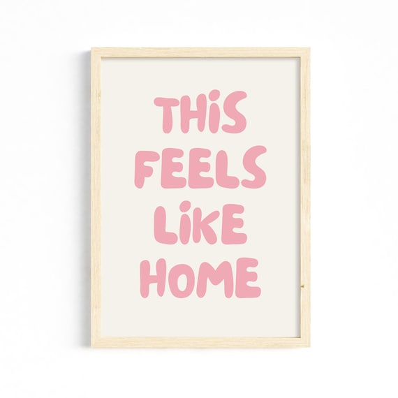 This Feels Like Home Pink Bubble Letters Cute Retro Wall Art